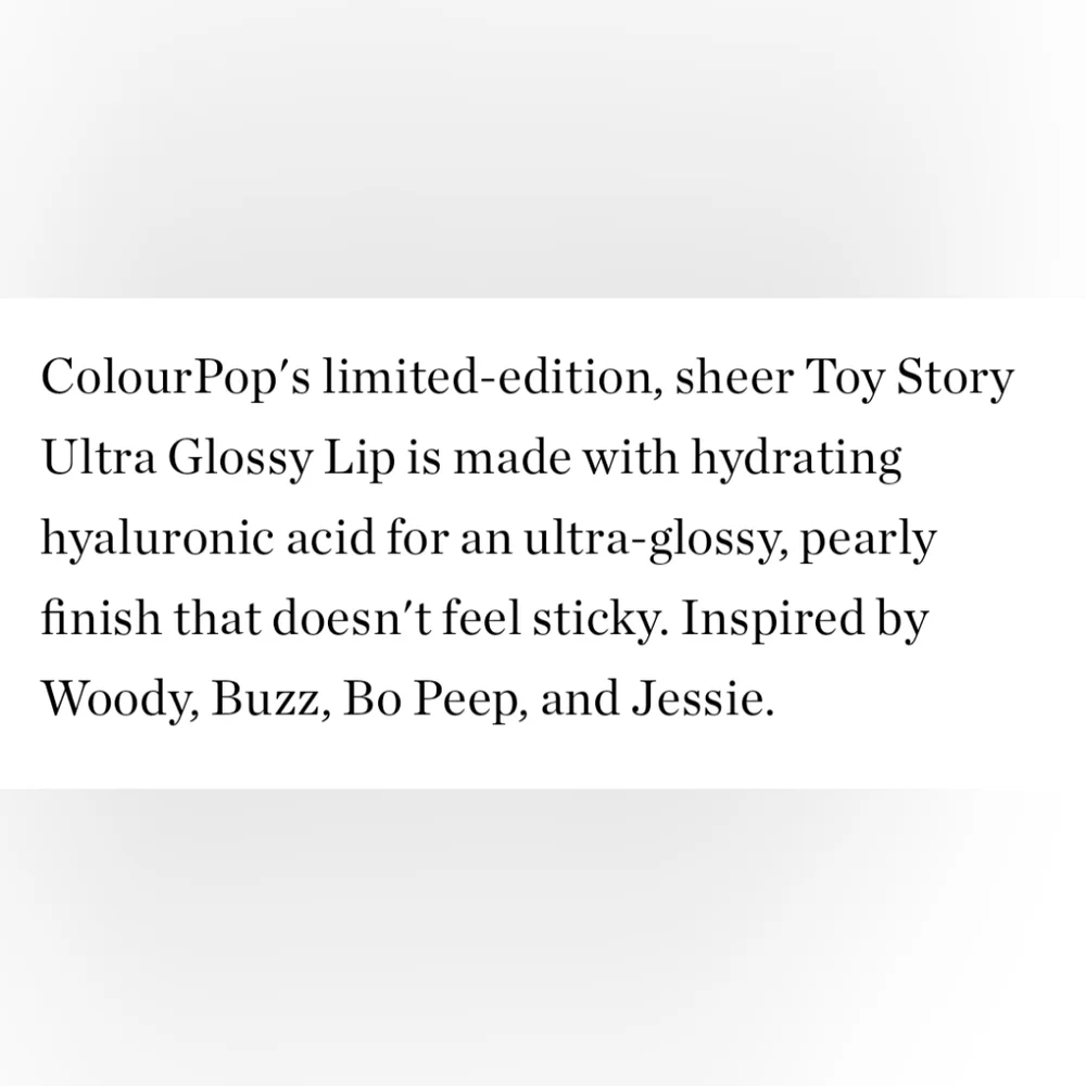 ColourPop Toy Story Limited Edition Bo Peep Ultra Glossy Lip Color: Peep…